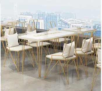 

Tea shop tables and chairs Nordic minimalist dessert shop Cafe tables and chairs Creative iron art network Red shop leisure tabl