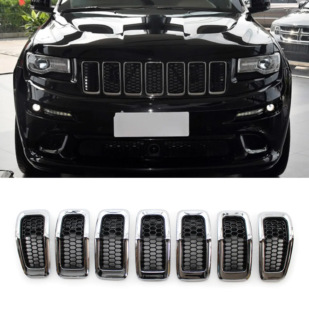 7pcs/set Car Front Grille Inserts Grill Cover Trim For Jeep