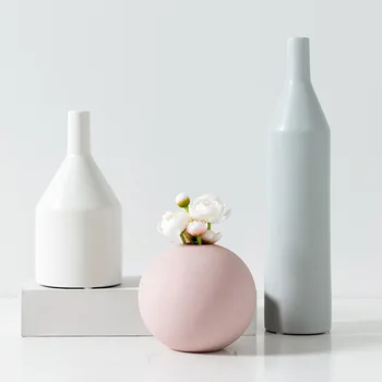

Nordic Minimalist Style Artware Ceramic Vases Modern Simple Tea Table Desktop Home Decorative Morandi Colorful Dried Flower Vase