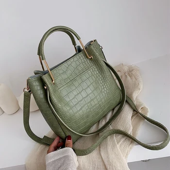 Stone Pattern PU Leather Bucket Bags For Women 2020 Small Shoulder Simple Bag Lady Fashion Handbags Luxury Totes