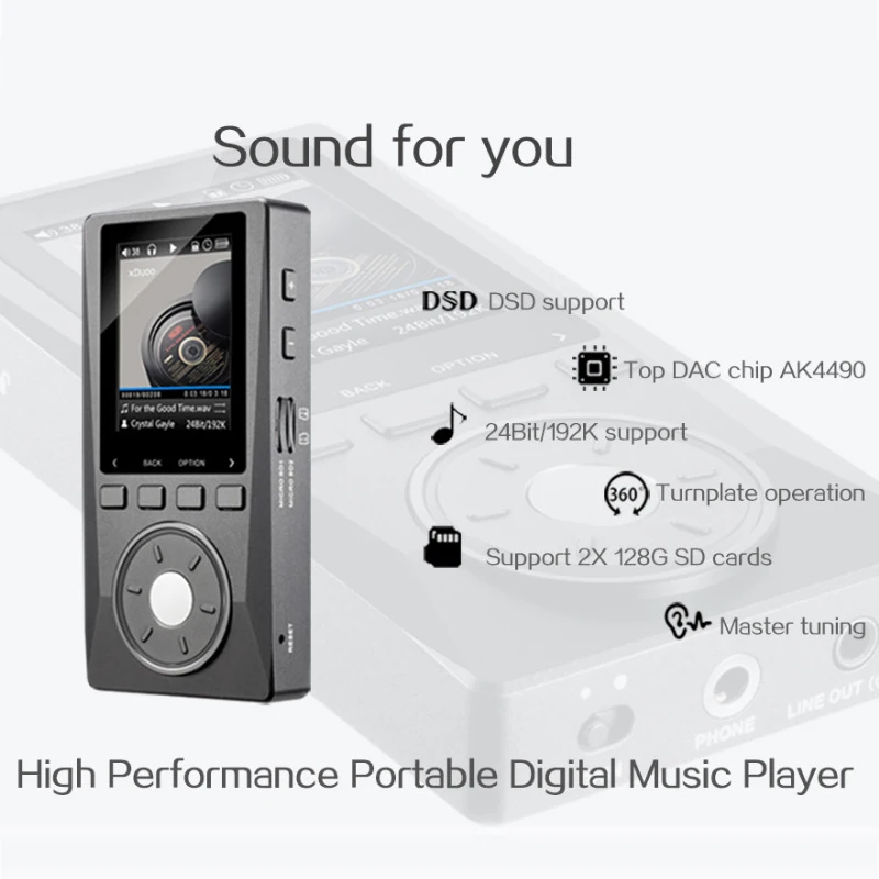 Портативный Hi Fi плеер XDUOO X10 музыкальный DSD без потерь с поддержкой оптического