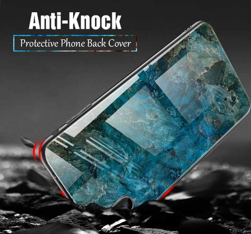 TOMKAS Luxury Marble Phone Case for iPhone X 10 Tempered Glass PC Agate Back Cover Silicone Soft Edge Coque Case for iPhone X (8)