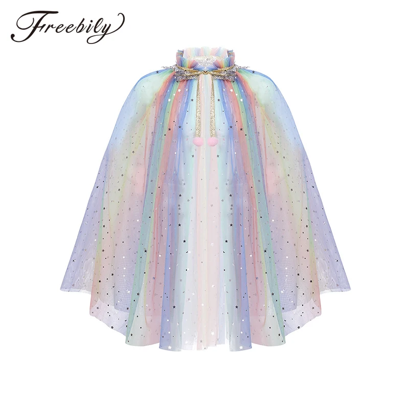 

Halloween Costume Sparkling Sequins Tulle Cloak for Kids Girls Princess Cosplay Halloween Birthday Party Costumes Dress up