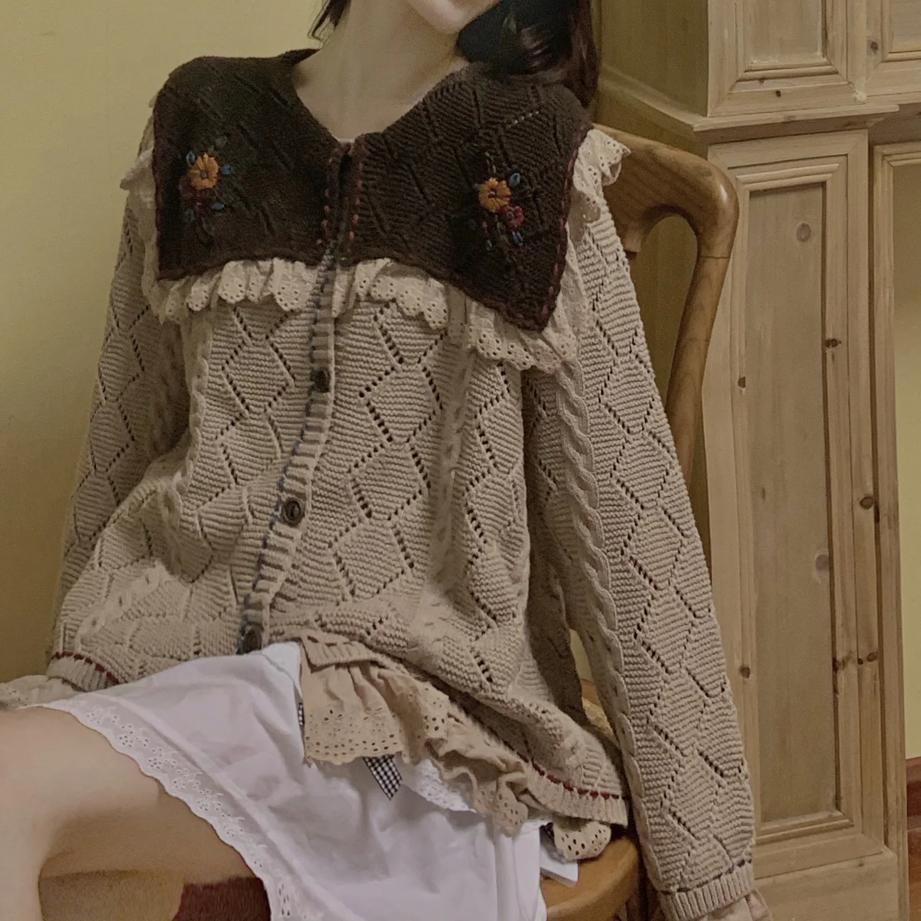 Vintage Ladies Knitted Cardigans Sweaters Women Long Sleeve Korean Retro Fashion Slim Tops Cardigans 2021 Autumn Winter