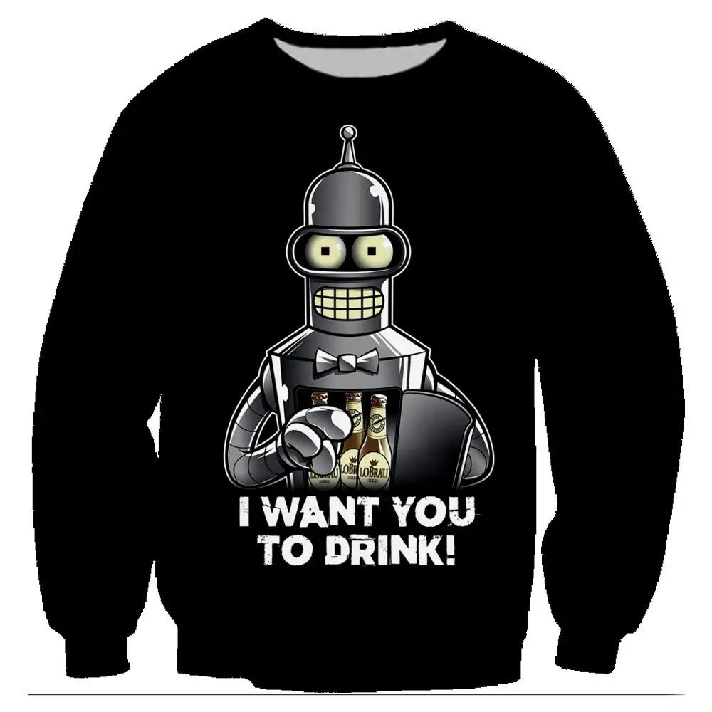 25 Толстовки с 3D принтом с героями мультфильмов Futurama Harajuku, мужские пуловеры, толстовки с длинным рукавом и круглым вырезом, уличная одежда с капюшоном, Sudaderas 5XL - Цвет: 25