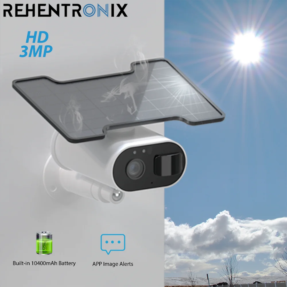 

Outdoor 3MP Solar Battery Camera WiFi Wireless Security IP Camera 10400mAh Battery Powered Home Smart WiFi Camera Image Alerts