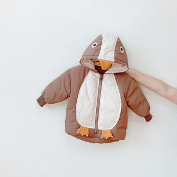 

New Children's Clothing Down Jacket, Short Coat for Boys and Girls, Baby Clothes Jacket Winter Hooded Cartoon Regular Zipper