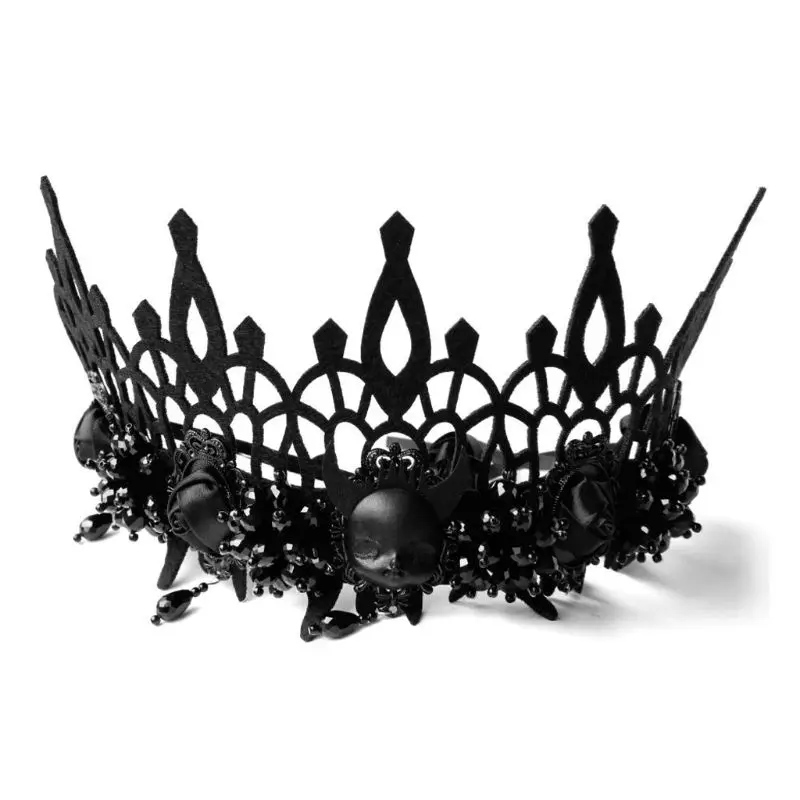 

Halloween Black Death Devil Witch Crown Lolita Party Costume Hair Accessories
