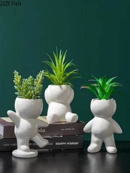 

ABSTRACT FIGURES CERAMIC VASES PORTRAIT STATUE POTTED PLANTS HOME DECOR MODERN FLORAL ARRANGEMENT DESK DECORATION WHITE VASE