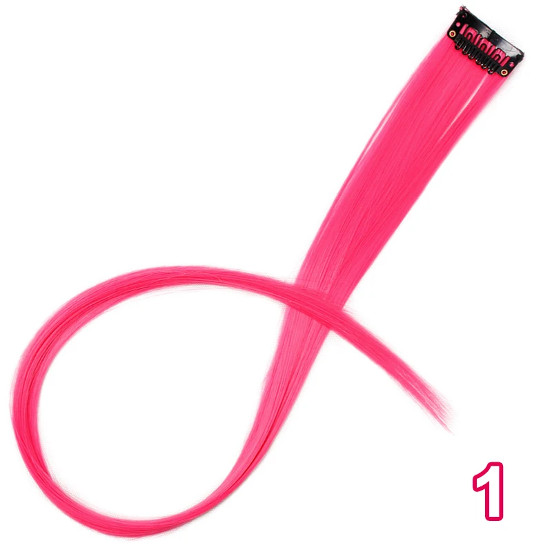 AISI BEAUTY синтетический длинный одинарный зажим в одной части для наращивания волос 50 см розовый Радужный цвет прямые пряди для женщин девушек - Цвет: 1