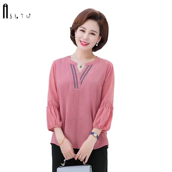 

ASLTW Chiffon Blouse Spring Fashion Women's Shirt New Plus Size Retro Top Thin Casual Loose Back Single-breasted Woman Blouse
