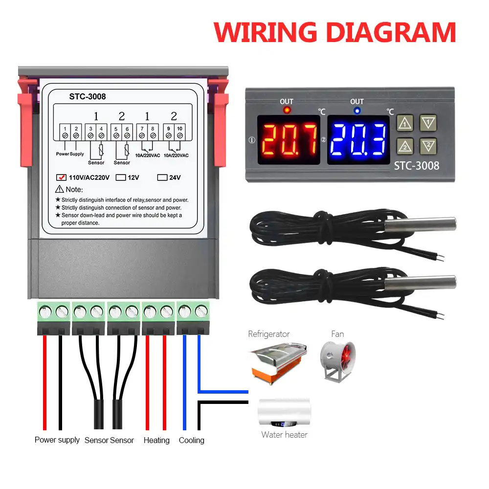 Digital Thermostat Temperature Sensor Controller Regulator Module w// Probe