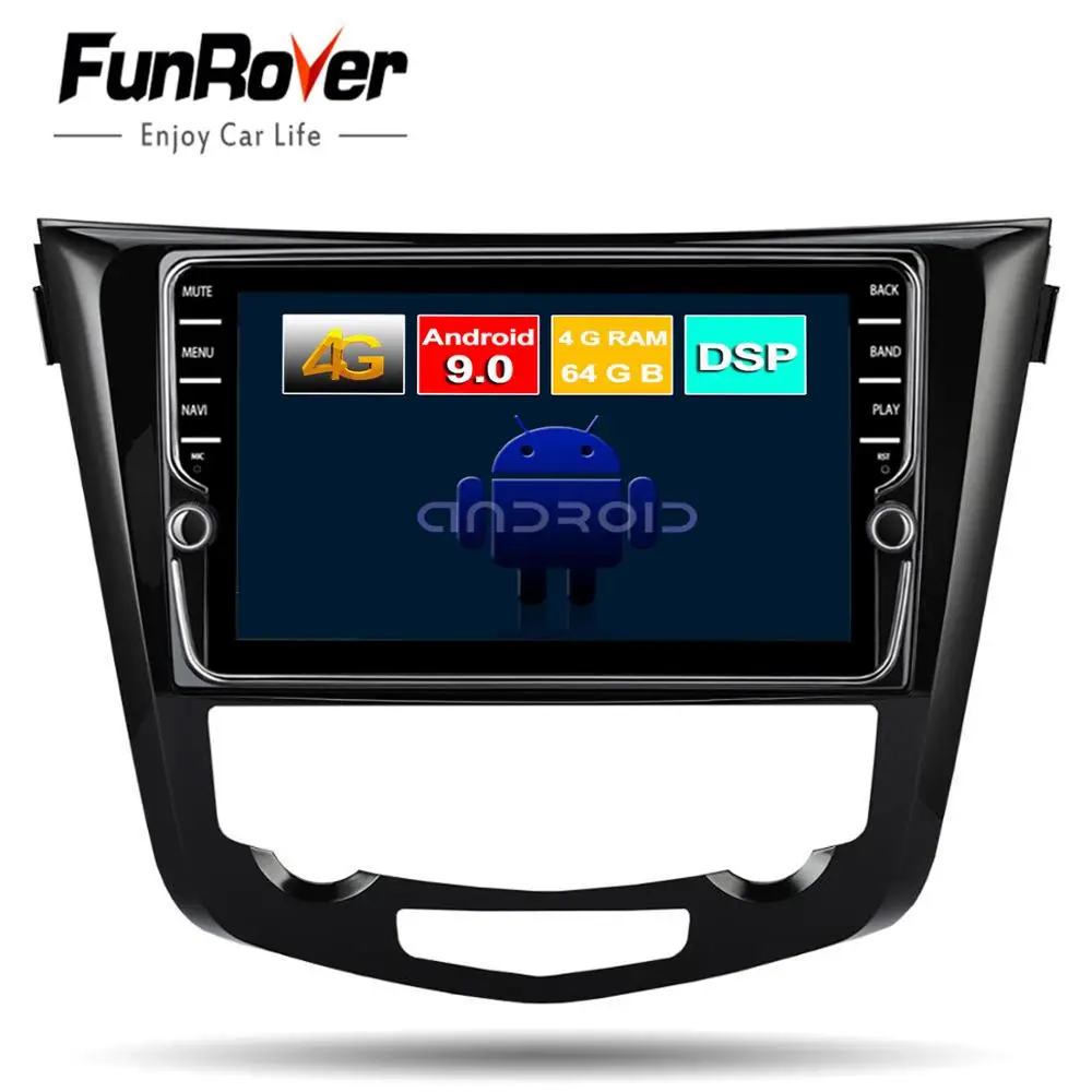 Sale Funrover 8 core android 9.0 car dvd multimedia player for Nissan X-Trail Qashqai 2014 -2017 stereo radio gps navigation navi DSP 0