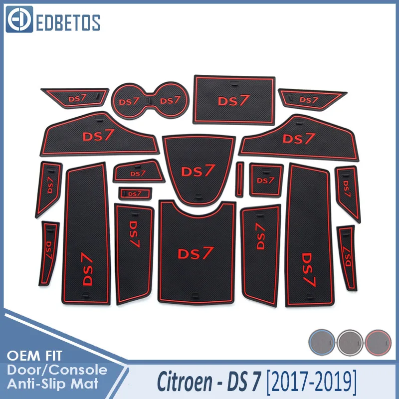 DS 7 Crossback Red Анти-Грязная Накладка для Citroen DS 7 Crossback аксессуары двери паз ворота слот подставка Противоскользящий коврик автомобильный интерьер - Название цвета: DS 7 Crossback Red