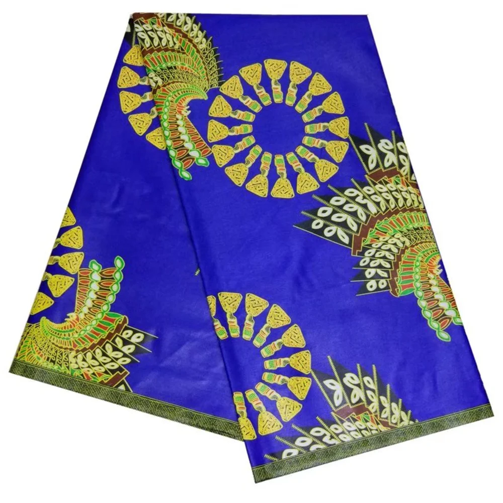 

Blue New Arrival 100% Cotton African Batik Print Wax Fabric 6yards Ghana Pagne Print Fabric Nigerial Style for Party S106-5