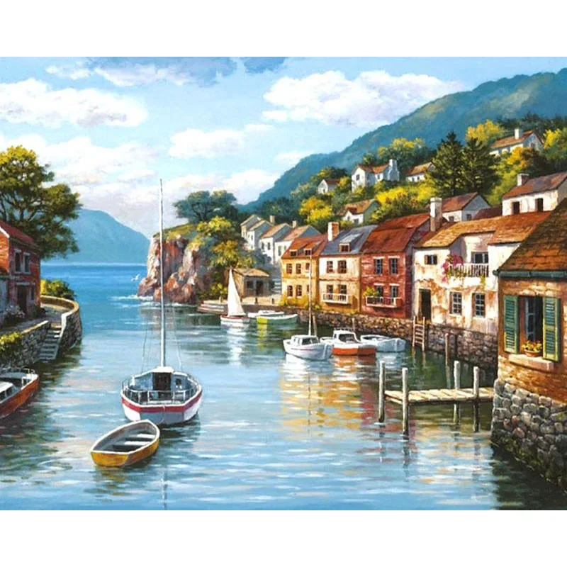 Stunning Sea Scenery DIY Acrylic Paint by Numbers Kit on Canvas