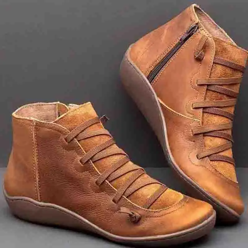 

Women'S Boots Genuine Leather Winter Shoes Retro Ankle Boots For Women Flat Casual Shoes Female Boot Zapatos De Mujer Plus Size