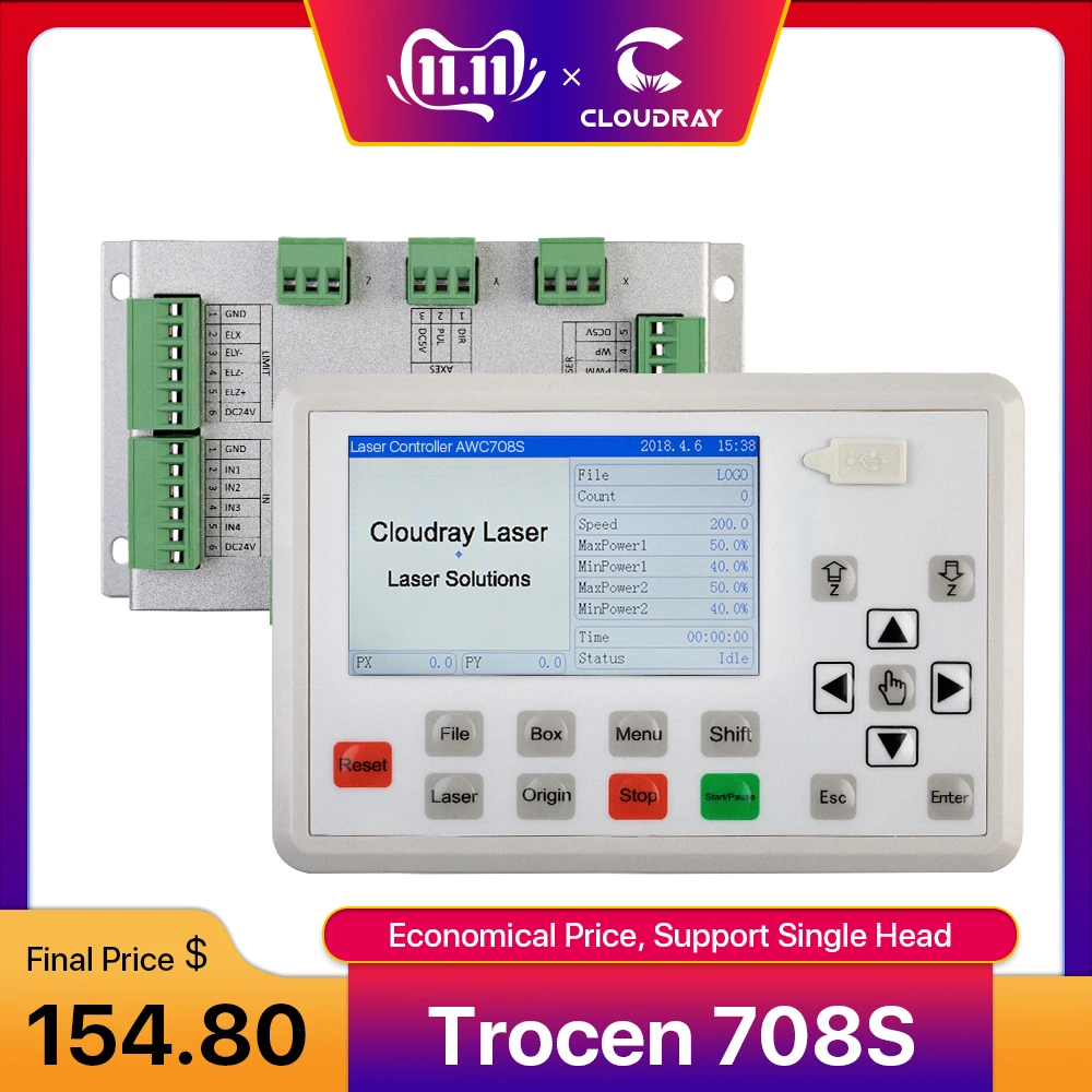 

Trocen AWC708S Co2 Laser Controller System for Laser Engraving and Cutting Machine Replace AWC708C Lite Ruida Leetro