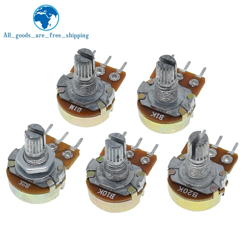 TZT WH148 Linear Potentiometer 15mm Shaft With Nuts And Washers 3pin WH148 B1K B2K B5K B10K B20K B50K B100K B250K B500K B1M