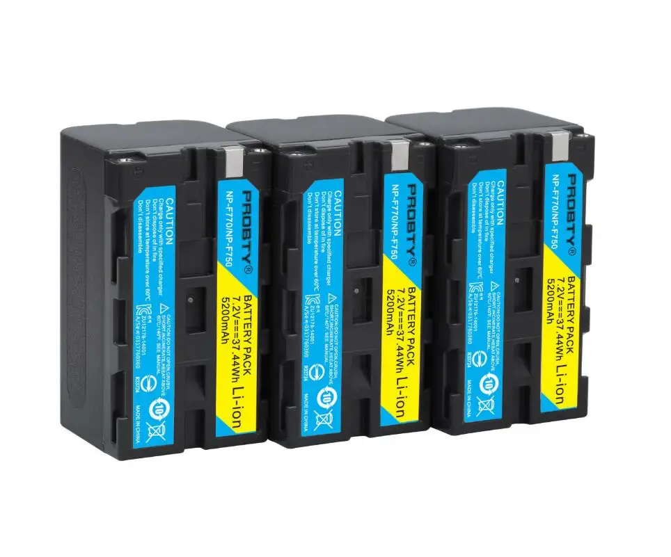 5200 мА/ч, NP-F770 NP-F750 NP F770 np f750 NPF770 750 Батарея+ светодиодный USB Зарядное устройство для sony NP-F550 NP-F770 NP-F750 F960 F970 - Цвет: 3 Pcs Battery