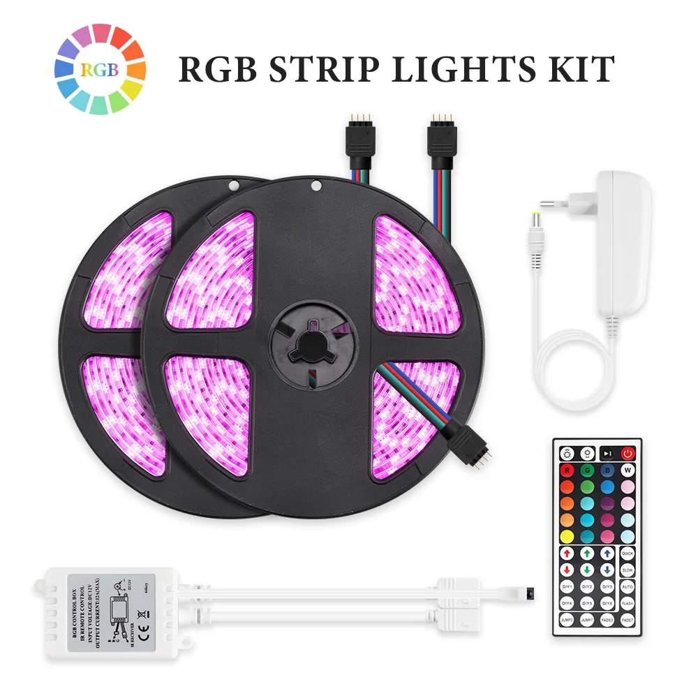 12 В постоянного тока 5050 2835 Светодиодная лента Водонепроницаемая RGB гибкая + 44