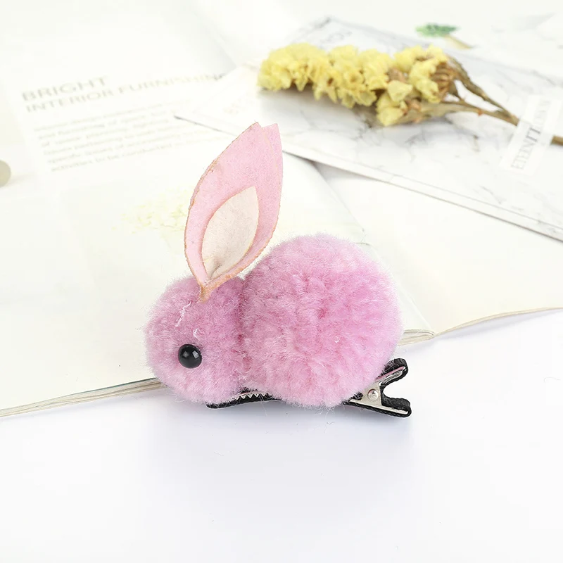 Pink Hair Clip 2 шт., милая детская эластичная лента для волос для девочек, заколка в форме кролика, конский хвост, аксессуары для волос HY99 - Цвет: Pink Hair Clip