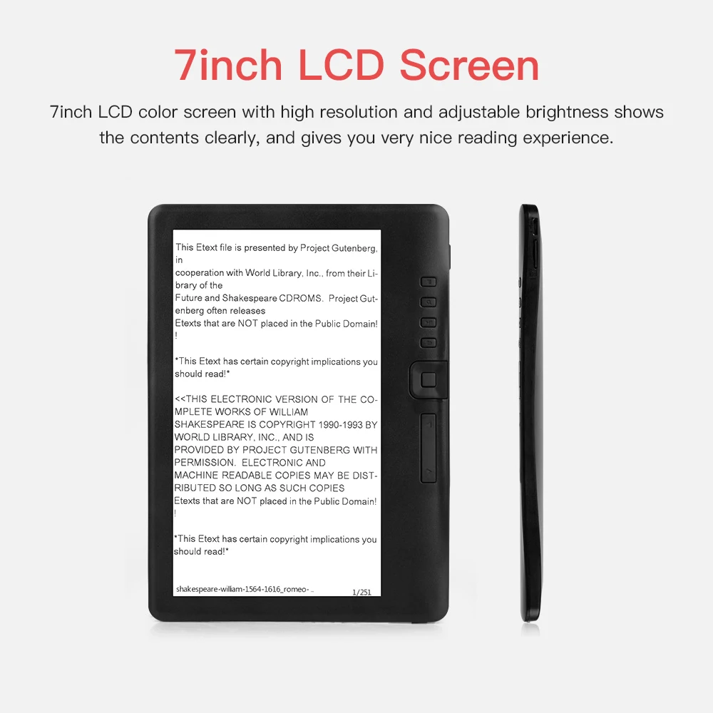 Ebook reader BK7019 E Book Reader 7 Inch Color LCD Display Electronic Paper Book 8GB Carrying Backlight Learning Multi Function Readers 16GB