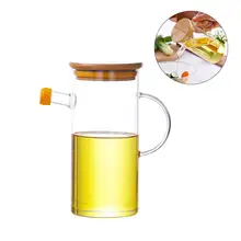 Стеклянный масляный горшок герметичный держатель для масла с бамбуковой крышкой Органайзер для хранения масла и уксуса Антикоррозийная бутылка для приправ