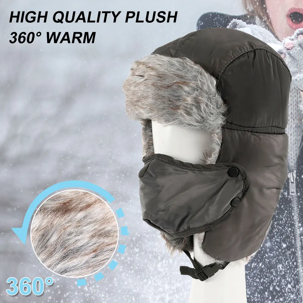 Мотоциклетная маска для лица, унисекс, зимняя шапка с ушками, охотник, шапка-бомбер, сохраняющая тепло во время катания на коньках, лыжах, активного отдыха