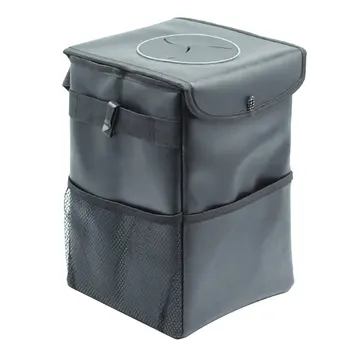 

Car Trash Can with Lid and Storage Pockets Leak-Proof Car Organizer