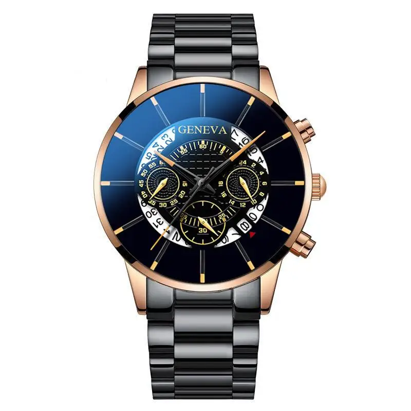 Geneva Brand New Men's Quartz Watch European And American New Design Fashion Casual Stainless Steel Calendar Men's Watch 