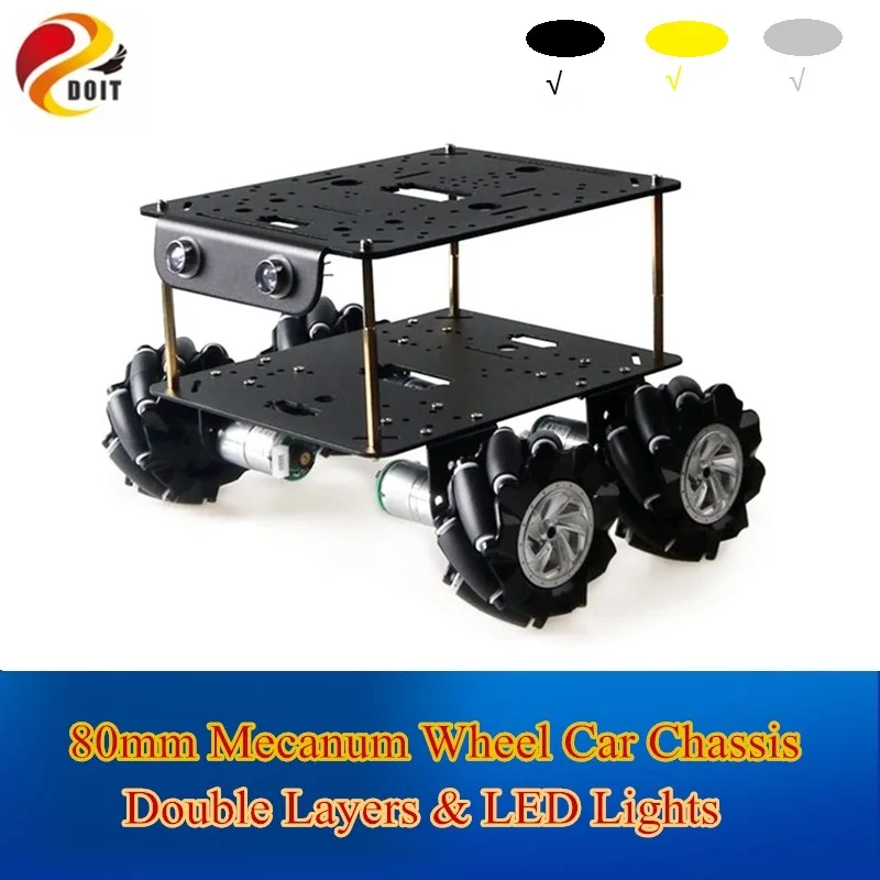 

15kg Double Decker Mecanum Wheel Car Chassis 80mm 2-layer Mecanum Robot Kit for Arduino Raspberry Pi Omni-directional CM300