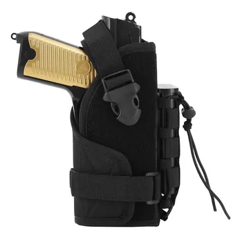 

1000D Tactical Pistol Gun Holster Right-Hand Gun Molle Pouch with Mag Holder for Airsoft Pistol Handgun Glock Hunting Accessary