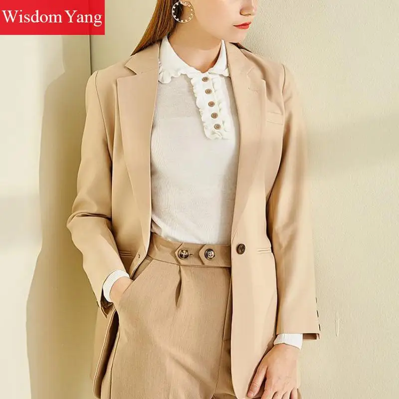 Deals Spring Long Sleeve Suit Jacket Women Khaki Coat Slim Female Business Short Coats Jackets Office Ladies Korean Outerwear Overcoat