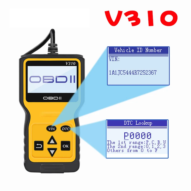 V310 считыватель кодов Сканер OBDII проверка неисправности двигателя OBD2 автомобильный диагностический инструмент код сканер V310 OBD2 сканер