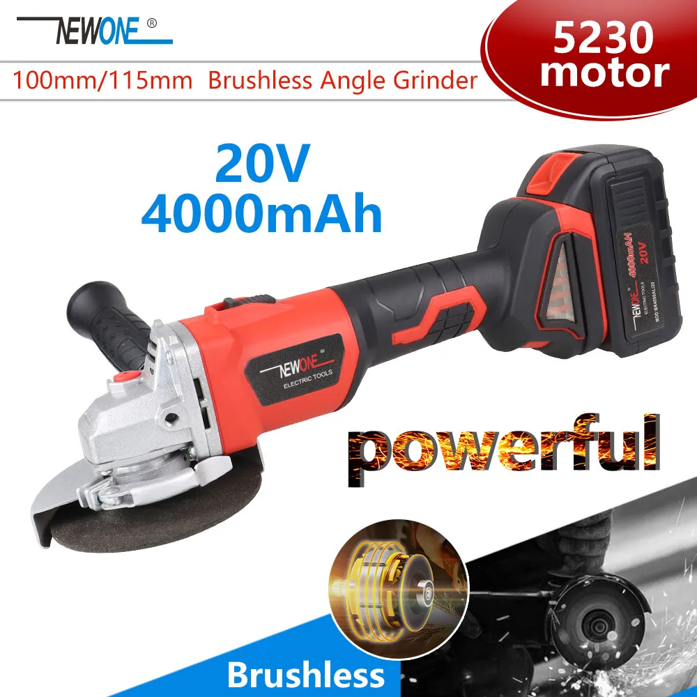 

NEWONE Angle Grinder 20V with 4A Lithium-Ion batteries M14 Cordless grinding Power Tool for polishing and cutting