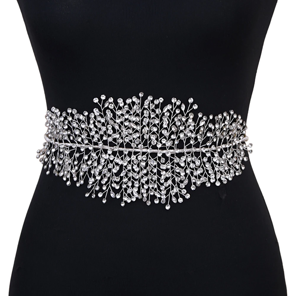 Sparkle Silver Rhinestone Wedding Belt Skinny Belt with Diamonds Bridal