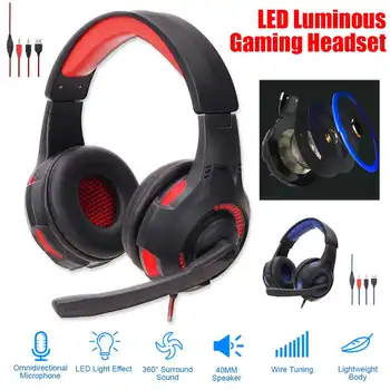 

Professional Led Light Gaming Headphones Active Noise Cancelling Wired Headset With Stereo Sound Earphone For mobile PC Laptop