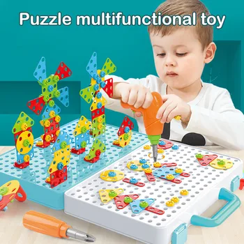 

Besegad 316PCS 2D 3D Electric Drill Puzzle Pegboard Building Blocks Game Educational Toys for Kids Birthday Christmas Gift