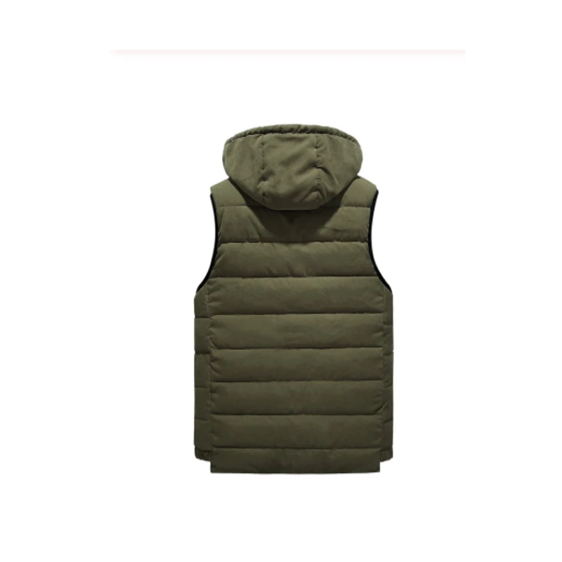 Men 4XL Parka Hooded Vest Winter Autumn New Thick Warm Casual Windbreaker Baggy Padded Outerwear Waistcoat Sleeveless Jacket