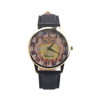 

Leather Watches Women Simple Fashion Retro Owl Design Leather Band Analog Alloy Quartz Wrist Watch relogio feminino часы женские