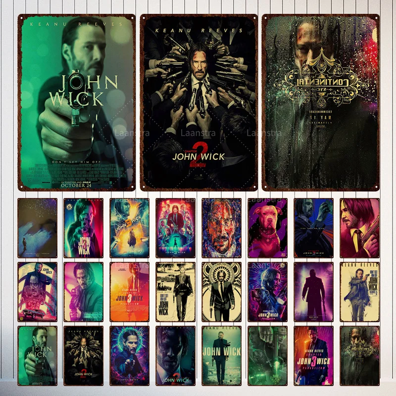 

Vintage Movie Poster John Wick Poster Metal Sign Decorative Tin Painting Home Cafe Bar Kraft Poster Wall Sticker Decoration