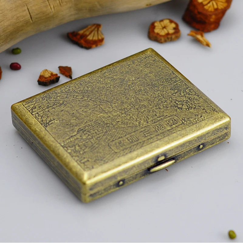 Vintage Metal Brass Cigarette Case Container 20 Pcs Regular Size Cigarettes  Tobacco Holder Pocket Box Storage - AliExpress