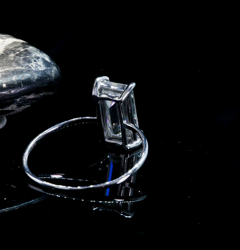 Роскошный 3,0 карат 6*11 мм moissanite кольцо твердое 10 к белое золото обручальное кольцо Изумрудное кольцо обручальное кольцо