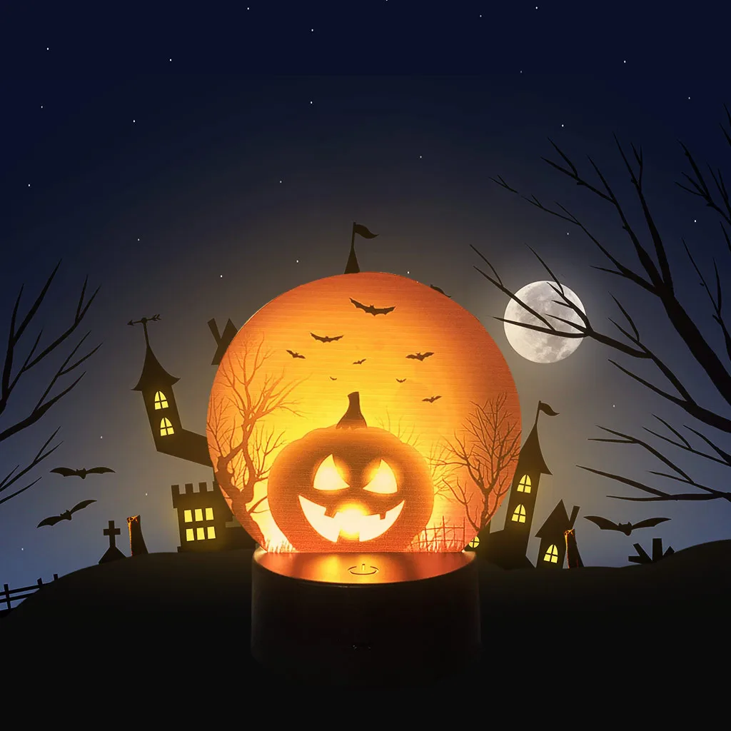 halloween party decoration pumpkin bat pattern night light scene