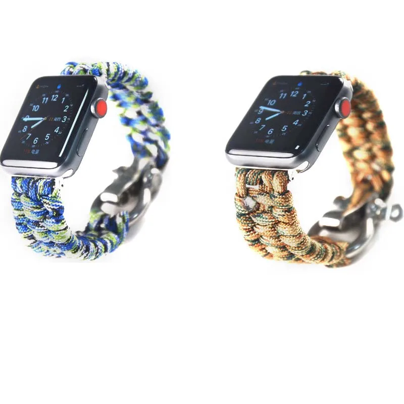 Браслет для наручных часов iWatch, браслет шнур для парашюта 38/42/40/44 мм нейлоновая веревка ремешок для наручных часов Apple Watch, версии 4 3 2 1