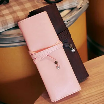 

Cherry Blossom Pendant PU Leather Pencil Case Cosmetic Pouch Pocket Brush Makeup Bag School Supplies