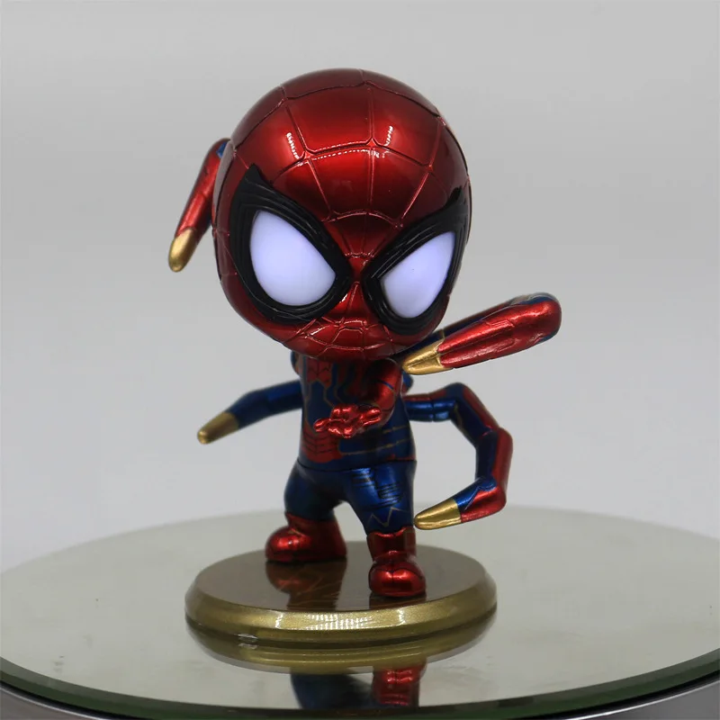 Marvel Hero Returns Ht Сияющий вращающийся автомобильный комплект для гаража с милым человеком-пауком, модель Cosbaby Decoration