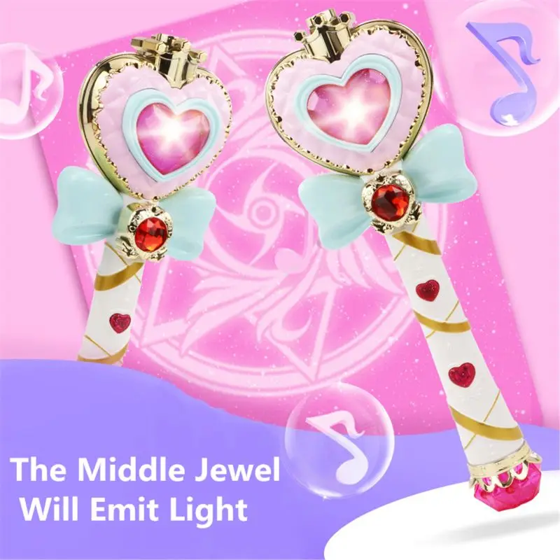Musical Light-up Bubble Magic Wand Bubble Machine Bubble Blower with 2 Bottles Bubble Solution, 2 Settings, Gift for Kids Girl 5