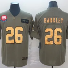 Новинка года. Высококачественная Мужская майка Saquon Barkley White Rush Giants из джерси оливкового/золотого цвета